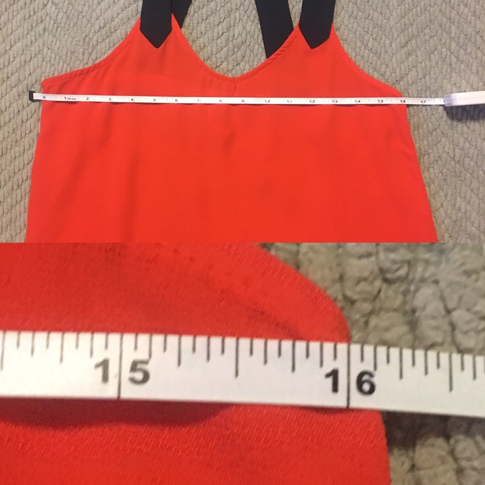 Red Sleeveless Blouse with Navy Straps - Picture 7 of 8